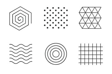 Poster - Variety of geometric patterns showcasing lines and shapes in black and white design composition