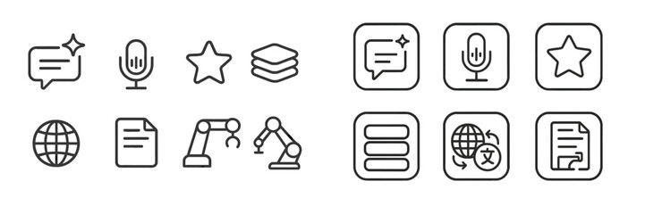 Poster - Various digital icons representing communication, technology, and automation in a modern design context