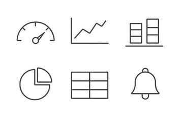 Poster - Simple line icons representing various data visualization and analytics concepts in a clear layout