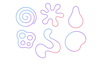 Poster - Colorful abstract shapes create a modern design, showcasing swirling forms and fluid lines on a clean background