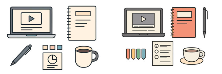 Poster - Organized workspace with electronic devices and stationery for productive study or work session
