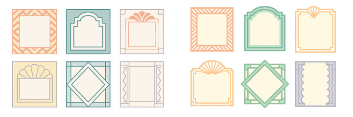 Poster - Elegant collection of decorative frame designs in soft pastel colors for creative projects and artwork presentation
