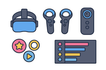Poster - Virtual reality equipment and controls in a modern gaming setup
