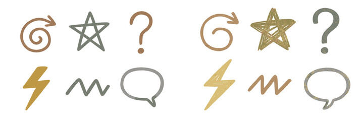 Poster - Creative symbols drawn in various colors illustrate emotions and concepts in an abstract style