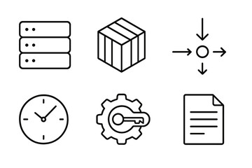 Poster - Data management and logistics icons representing efficiency and organization in a business environment