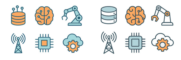 Poster - Technology icons representing artificial intelligence, automation, and data processing in modern digital systems