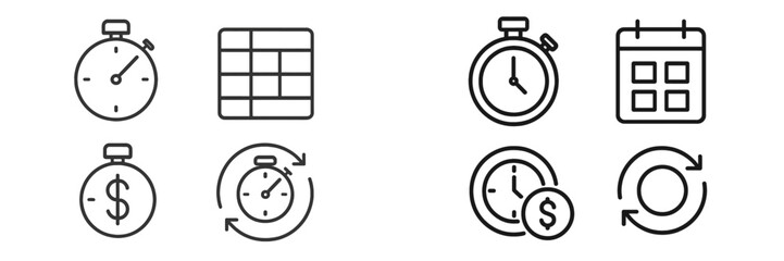 Poster - Collection of stopwatch and calendar icons representing time management and productivity tools