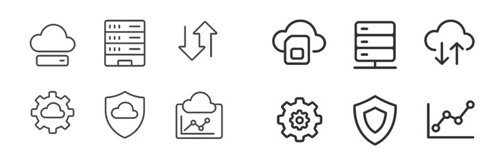 Poster - Cloud computing icons representing various services and functionalities related to data management and security