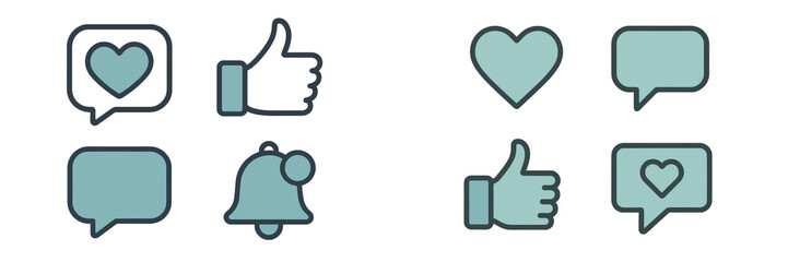 Poster - Symbols of communication and interaction in digital platforms showcasing love and engagement
