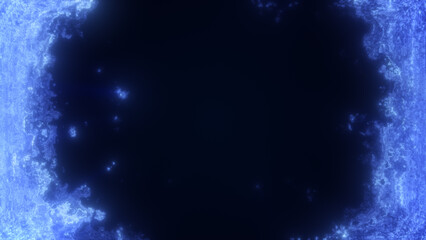 Poster - Abstract glowing blue energy portal with soft electric highlights and dark center, resembling a sci-fi wormhole