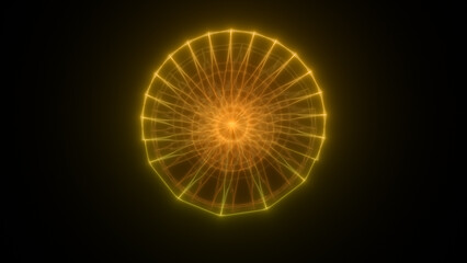 Poster - Abstract glowing mandala pattern in yellow and orange hues, radiating light in concentric circular symmetry