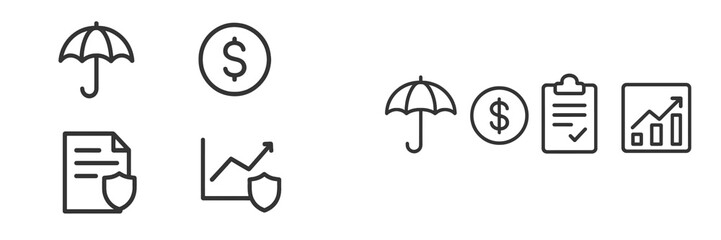 Poster - Creative icons illustrating insurance, finance, and growth concepts for a business presentation
