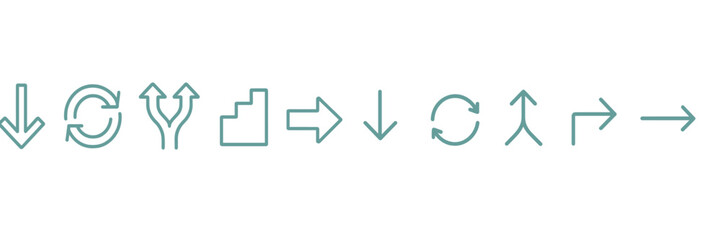 Poster - Directional symbols displayed on a light background illustrating navigation and movement concepts in an urban setting
