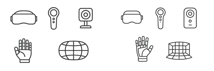 Poster - Virtual reality equipment including headsets and controllers displayed on a simple background for technology enthusiasts