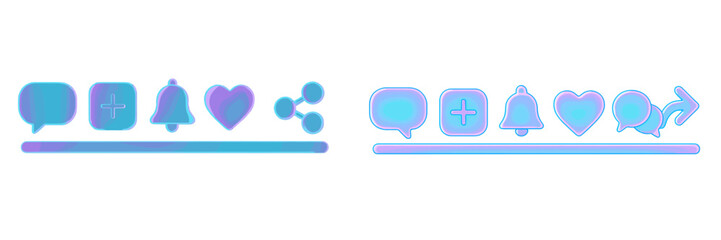 Poster - Digital icons displayed in vibrant colors represent various online interactions and notifications for user engagement