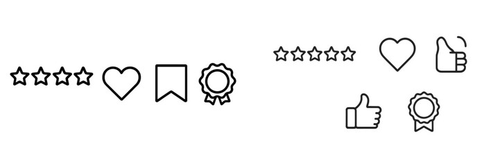 Aufkleber - Rating symbols with stars, thumbs up, and hearts illustrating feedback and reviews in digital formats