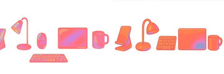 Aufkleber - colorful digital devices and office accessories arranged in a modern layout for creative workspace