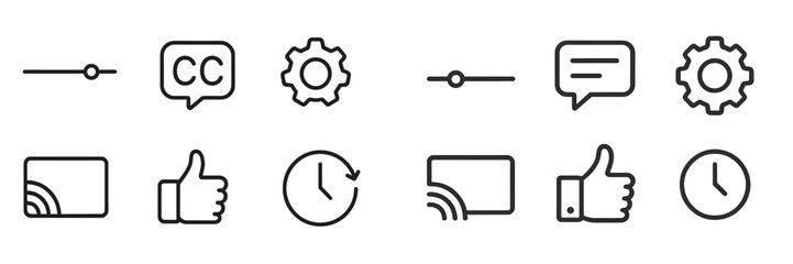Poster - Icon set representing various digital user interface elements including buttons, sliders, and settings options for online platforms