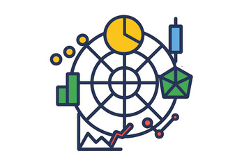 Poster - Visual representation of financial data analysis with graphs and charts on a colorful background