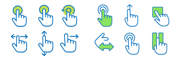 Poster - Hand gestures for touch screen navigation and interaction in various directions and actions