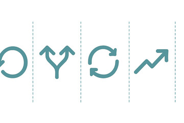 Poster - Symbols representing change, direction, and growth in a modern digital context