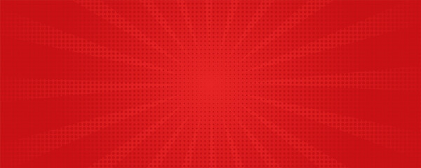 Poster - Red comic sunburst effect background with halftone. pop art comic-style vector background. Suitable for templates  sale banners  events  ads  web and pages