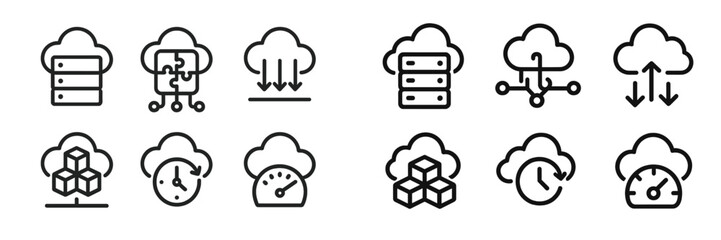 Poster - Cloud computing icons representing various functionalities and services in a digital environment