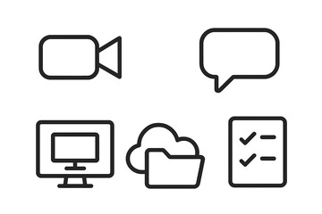 Poster - Icons representing various digital communication tools and methods for effective online interaction