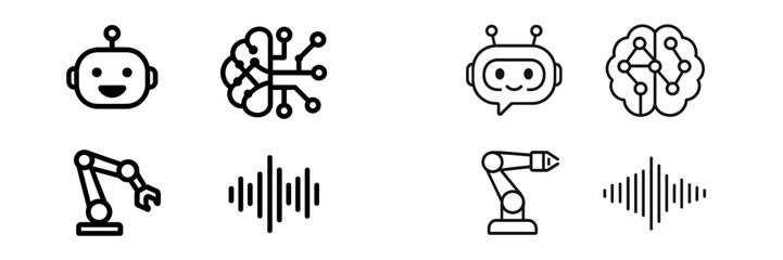 Poster - Icons representing artificial intelligence concepts and technologies for educational purposes