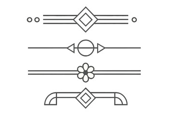 Poster - Decorative border designs featuring geometric shapes and floral elements in minimalistic style suitable for various art projects or prints