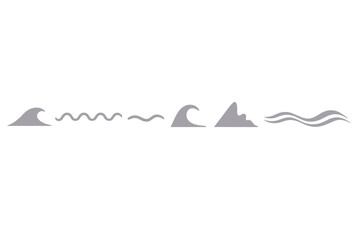 Poster - Different representations of ocean waves with varying shapes illustrating the beauty of nature and water movements