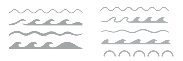 Poster - Design variations of ocean waves featuring different shapes and styles for creative applications in art and design