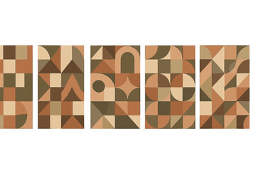 Poster - Unique abstract wall art featuring geometric shapes and earthy tones in a modern interior setting