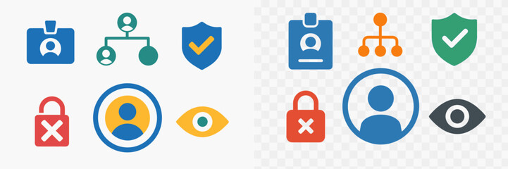 Poster - various digital security icons representing user privacy and account management in a modern design f
