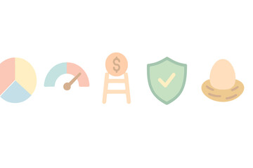 Poster - Visual representation of various financial concepts including investment, growth, and security metrics for educational use