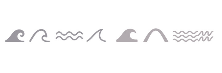 Poster - Different wave designs illustrating ocean movements in a minimalist style