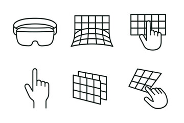 Poster - Modern technology concepts of augmented reality and user interaction with grid patterns and gestures in a digital environment