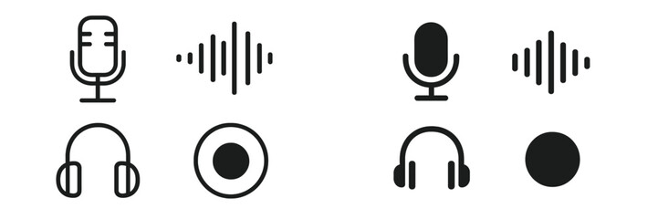 Poster - Audio equipment symbols showcasing sound elements in a minimalist style for modern design purposes