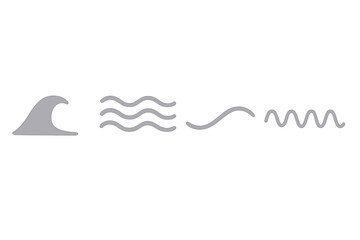 Poster - Symbols representing different types of water waves in a minimalist design for educational purposes