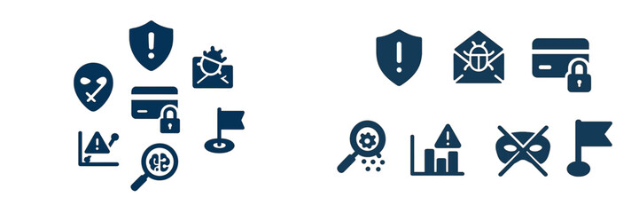 Poster - Security symbols representing cybersecurity threats and protective measures in a digital landscape