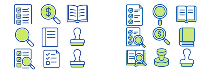 Poster - Graphic representation of various office-related tasks and tools in a modern professional setting