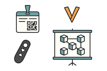 Poster - Virtual conference identification card and presentation on data visualization techniques at a tech event