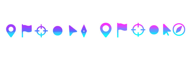 Poster - Unique set of colorful navigation icons representing various outdoor activities and locations