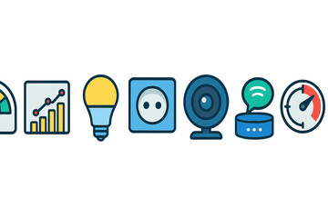 Poster - Collection of flat design icons representing smart home technology and data visualization tools