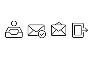 Poster - Icons representing user profile, email notifications, messages, and message sending actions in a digital communication context