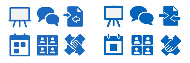 Poster - Visual symbols representing collaboration, communication, and organization in a business or educational setting