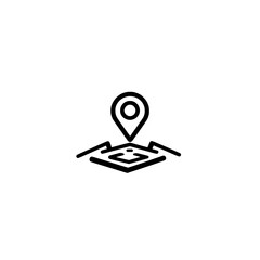 Poster - Vector icon of location pin placed on a folded map representing navigation and direction

