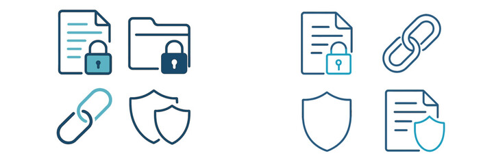 Poster - graphics depicting digital security concepts and data protection techniques with icons representing 