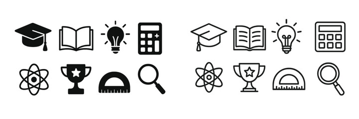 Poster - Educational icons representing learning, achievements, and academic tools suitable for a classroom or study environment