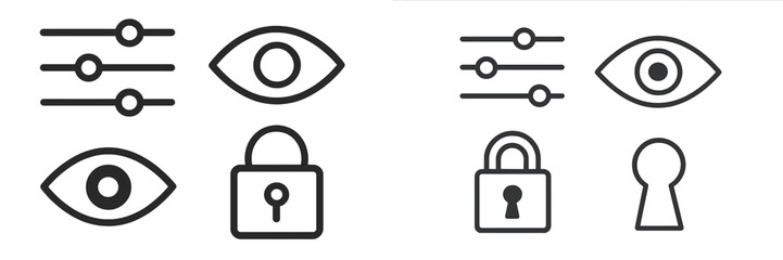 Poster - Icons representing privacy settings and visibility controls often used in digital applications